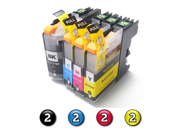 Compatible Brother LC233 ink cartridges 8 Pack Combo (2BK/2C/2M/2Y)